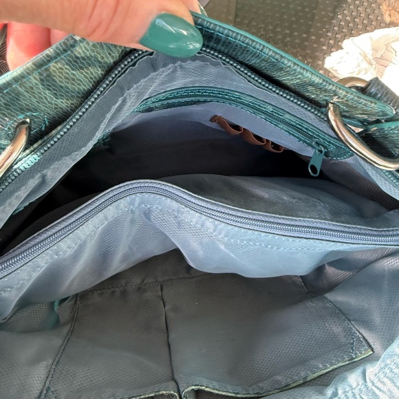 M.C. Turquoise Leather Crocodile Bag - Picture 8 of 9